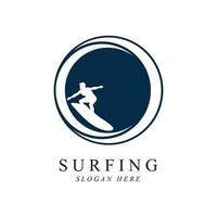 surfing logo vector template design