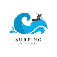 surfing logo vector template design