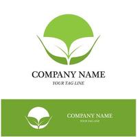 leaf logo and vector template line art style