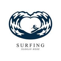 surfing logo vector template design