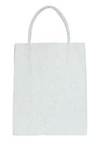 white handmade paper bag isolated on white background photo