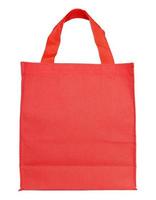 red canvas shopping bag isolated on white background with clipping path photo