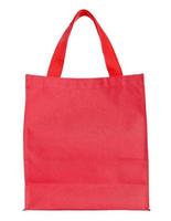 red canvas shopping bag isolated on white background with clipping path photo