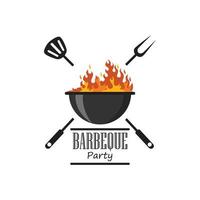 logotipo de barbacoa y vector de símbolo