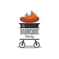 logotipo de barbacoa y vector de símbolo