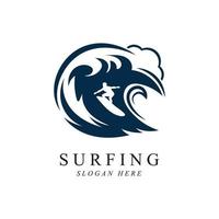 surfing logo vector template design