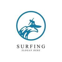 surfing logo vector template design