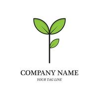 leaf logo and vector template line art style