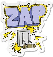 sticker of a cartoon electrical switch zapping vector