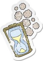 retro distressed sticker of a cartoon old hourglass vector