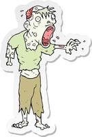sticker of a cartoon zombie vector