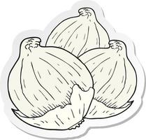 sticker of a cartoon onions vector