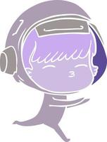 flat color style cartoon curious astronaut vector