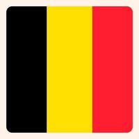 Belgium square flag button, social media communication sign, business icon. vector