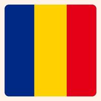 botón de bandera cuadrada de rumania, signo de comunicación de medios sociales, icono de negocios. vector