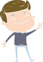 happy flat color style cartoon man vector