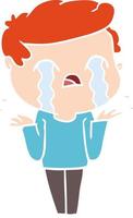 flat color style cartoon man crying vector