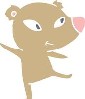 cute flat color style cartoon bear dancing vector