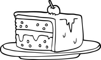 line drawing cartoon slice of cake vector