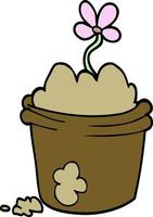 cartoon doodle flower pot vector