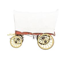 Wagon with white top covered photo