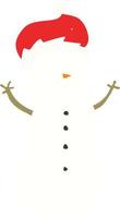 flat color style cartoon snowman vector
