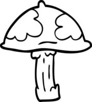 line drawing cartoon wild mushroom vector