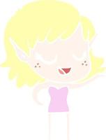 happy flat color style cartoon elf girl vector