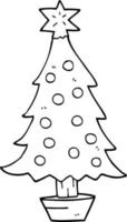 line drawing cartoon christmas tree vector