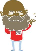 flat color style cartoon dismissive man with beard frowning vector