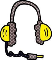 cartoon doodle head phones vector