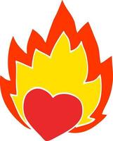 cartoon doodle flaming heart vector