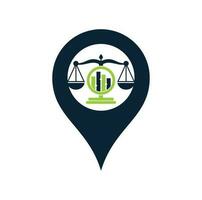 Justice finance map pin shape concept logo vector template. Creative Law Firm with graph logo design concept.