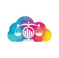 Justice finance cloud shape concept logo vector template. Creative Law Firm with graph logo design concept.