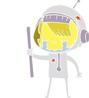 flat color style cartoon crying astronaut girl vector