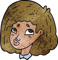 cartoon doodle face of a girl vector