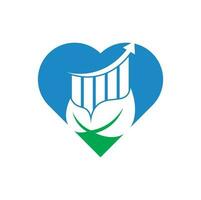 Finance leaf heart shape concept logo template. Nature stats logo icon vector. vector