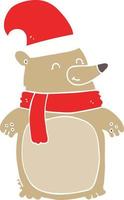 flat color style cartoon christmas bear vector