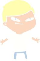 flat color style cartoon boy vector