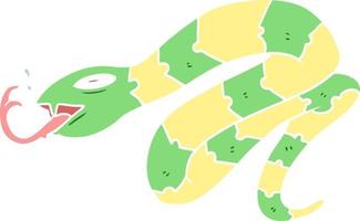 serpiente sibilante de dibujos animados de estilo de color plano vector