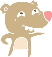 flat color style cartoon bear showing teeth vector