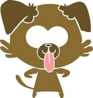 flat color style cartoon dog with tongue sticking out vector