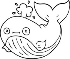 line drawing cartoon whale vector