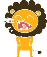 flat color style cartoon roaring lion vector