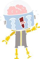 flat color style cartoon crying robot waving vector