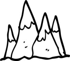 line drawing cartoon tall mountains vector