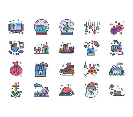 Christmas symbol icon set