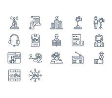 News reporting and media icon set vector