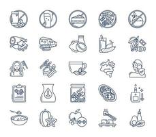 Keto diet and food icon set vector