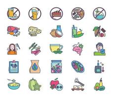 Keto diet and food icon set vector